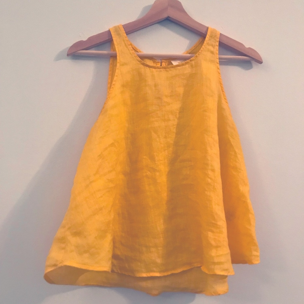 Maeve Yellow Linen Swing Tank Top (Anthropologie)